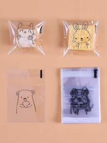 100入組塑料包裝袋，卡通圖形糖果和餅乾自粘包裝袋，婚禮禮物袋 - 彩色 - 查看 2