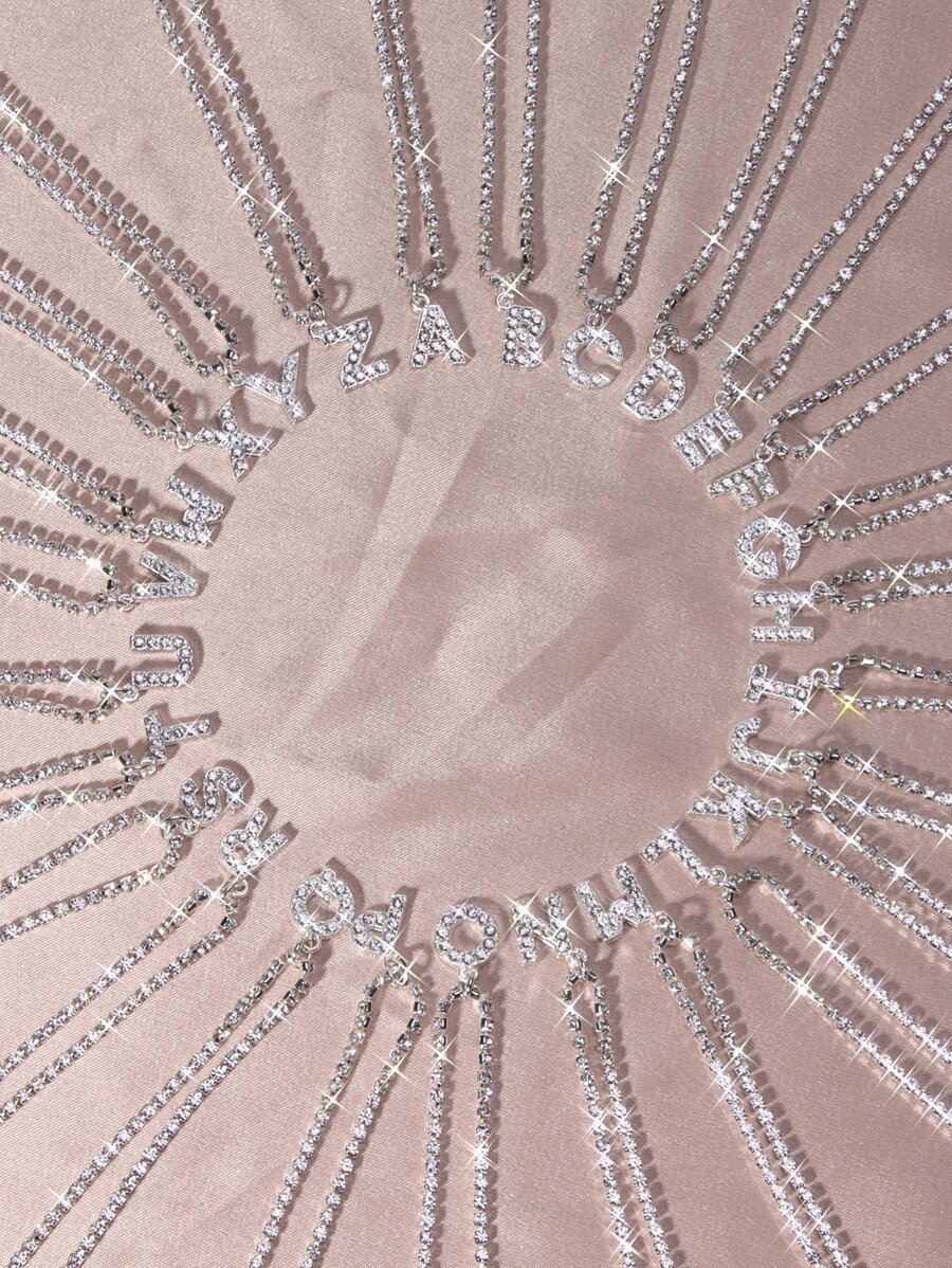 1 PC Cao Cấp Kim Cương Giả Trang Trí Thư Mặt Dây Chuyền Vòng Cổ Cho Nữ Trang Trí Hàng Ngày - Bạc - Xem 1