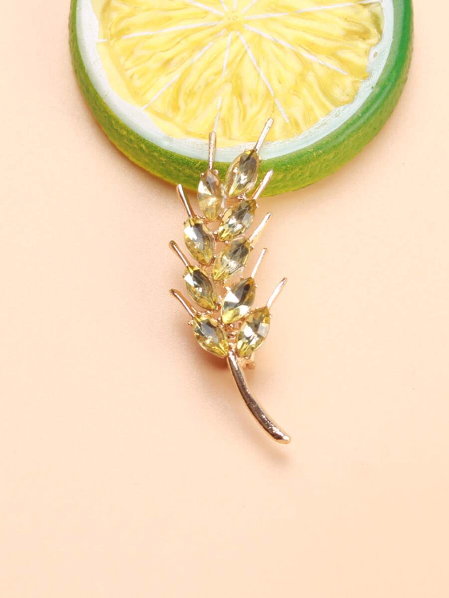 Rhinestone Decor Brooch - Yellow Gold - View 1