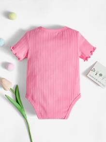 SHEIN 嬰兒木耳邊條紋針織連體衣