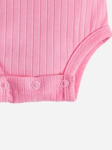 SHEIN 嬰兒木耳邊條紋針織連體衣