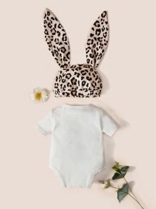SHEIN Bodysuits Em bé Nút In hoa Báo - Nhiều màu - Xem 2