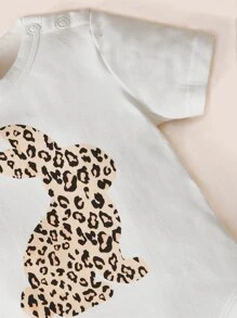 SHEIN Bodysuits Em bé Nút In hoa Báo - Nhiều màu - Xem 4