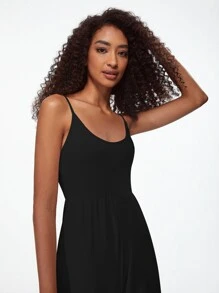 SHEIN BASICS Solid Wide Leg Cami Jumpsuit - Black - View 7