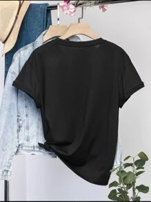 INAWLY Slogan Graphic Tee NOPE Not Today Graphic Tees Women Tops - Dark Grey - View 2