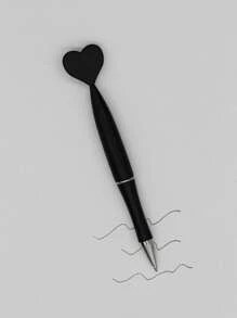1 pieza Bolígrafo con adorno de corazón - Negro - Ver 2