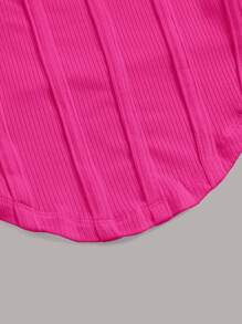 SHEIN EZwear Letter Patched Detail Curved Hem Tank Top