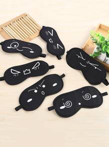 1pc Cartoon Pattern Light Blocking Sleep Mask, Random Design - Black and White - View 1