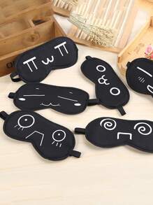 1pc Cartoon Pattern Light Blocking Sleep Mask, Random Design - Black and White - View 2