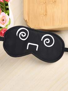 1pc Cartoon Pattern Light Blocking Sleep Mask, Random Design - Black and White - View 3