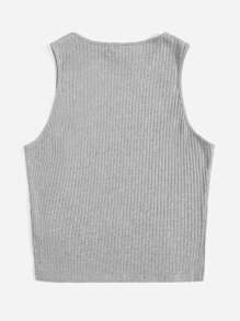 SHEIN EZwear Plus Solid Ribbed Knit Tank Top - Light Grey - View 2