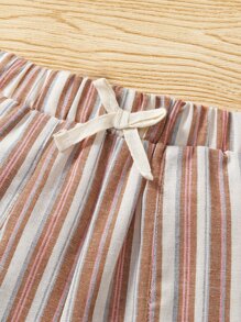 SHEIN Quần con gái lớn Thắt nút Túi Sọc Giải trí - Nhiều màu - Xem 4