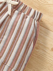 SHEIN Quần con gái lớn Thắt nút Túi Sọc Giải trí - Nhiều màu - Xem 7