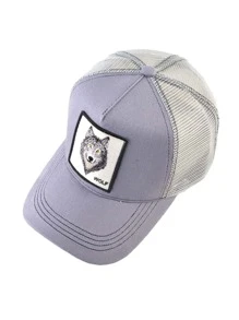 KKISSBAOBEI 1 Piece Unisex Wolf Embroidered Adjustable Baseball Cap, Truck Driver Hat For Spring, Summer, Outdoor, Beach, Sports - Light Grey - View 3