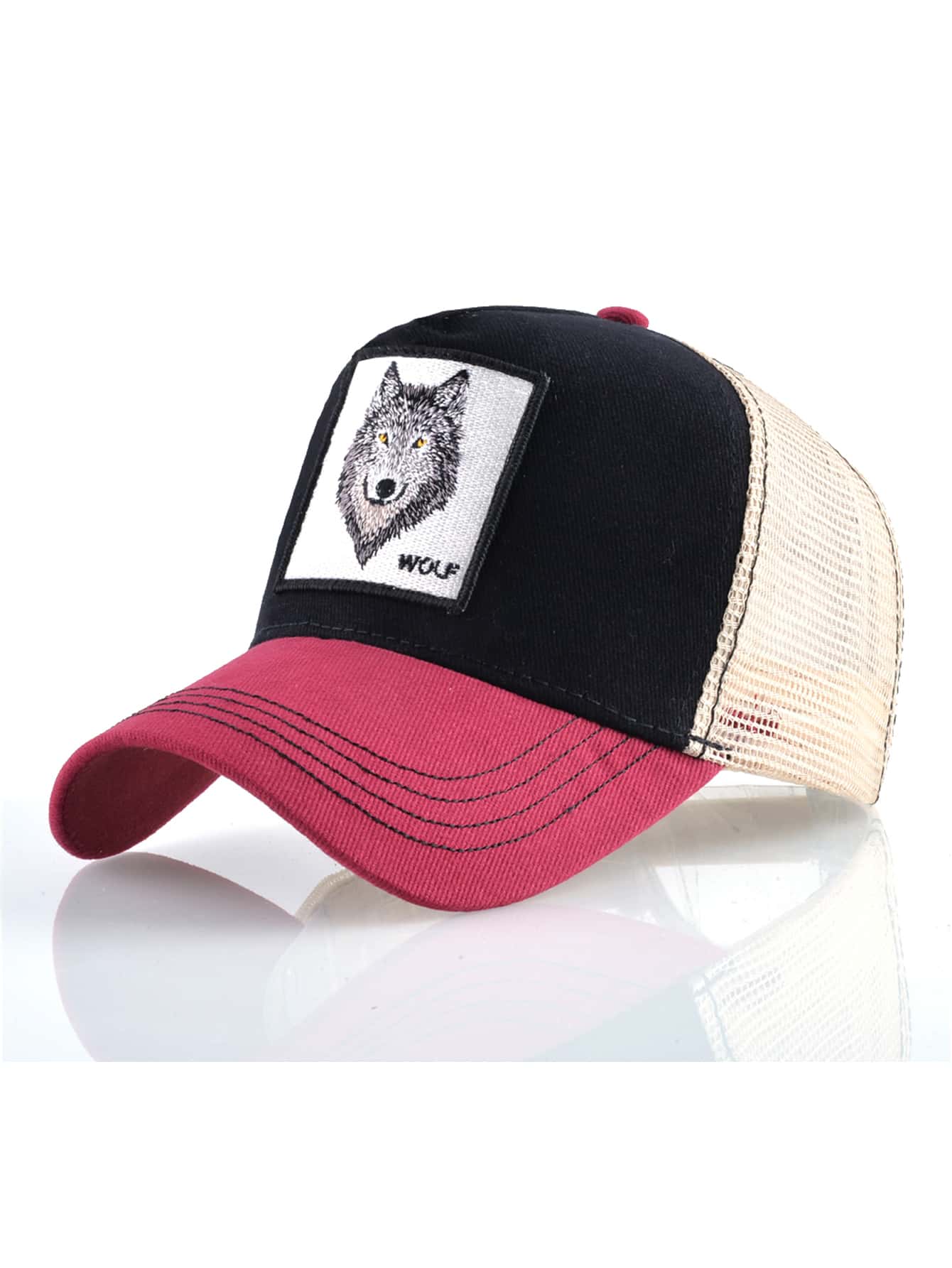 KKISSBAOBEI 1 pieza Gorra de béisbol ajustable unisex con bordado de lobo, gorra de camionero, adecuada para exteriores, playa, deportes en primavera y verano