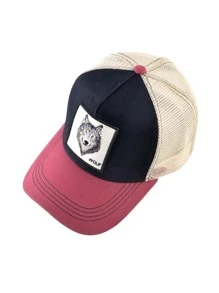 KKISSBAOBEI 1 pieza Gorra de béisbol ajustable unisex con bordado de lobo, gorra de camionero, adecuada para exteriores, playa, deportes en primavera y verano - Multicolor - Ver 3