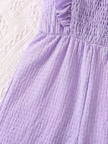 SHEIN Toddler Girls Ruffle Trim Shirred Wide Leg Jumpsuit - Mauve Purple - View 5
