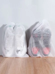 10入組鞋抽繩旅行收納袋白色PE防塵袋適用於居家旅行 - 白色 - 查看 1