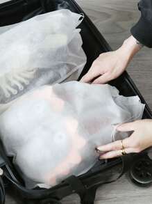 10入組鞋抽繩旅行收納袋白色PE防塵袋適用於居家旅行 - 白色 - 查看 2