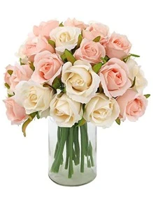 12 Cái/bó Hoa Hồng Nhân Tạo Polyester Bó Hoa, Bó Hoa Nhân Tạo Lãng Mạn Cho Bữa Tiệc - Nhiều màu - Xem 1