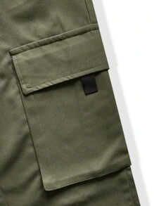 Manfinity Men Flap Pocket Cargo Trousers - Army Green - View 5