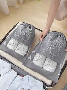 1入組透明抽繩鞋簡約防塵鞋子收納適用於旅行 - 灰色 - 查看 1