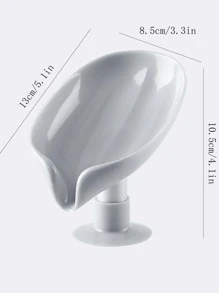 Leaf Shape Soap Box Drain Soap Holder Box For Bathroom Shower Soap Dish Sponge Storage Plate Tray Bathroom Supplies Gadgets - Grey - View 2
