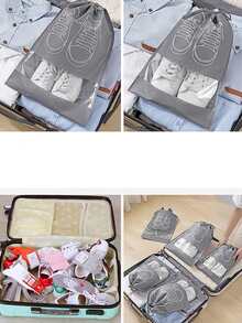 1入組透明抽繩鞋簡約防塵鞋子收納適用於旅行 - 灰色 - 查看 5