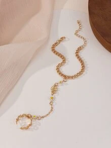 花朵裝飾連指手鏈 - 金黃色 - 查看 2