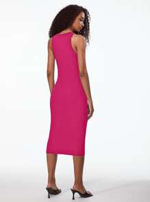 SHEIN BASICS Solid Tank Bodycon Dress - Hot Pink - View 2