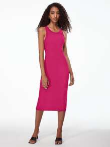 SHEIN BASICS Solid Tank Bodycon Dress - Hot Pink - View 3