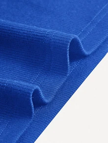 SHEIN BASICS Solid Scoop Neck Bodycon Dress - Royal Blue - View 7