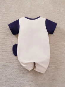 Yierying 嬰兒大象印花3D貼佈設計T恤連體短褲 - 杏色 - 查看 2