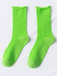 4 pares Calcetines de tripulación unicolor - Verde - Ver 5