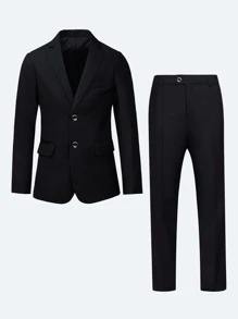 SOLOCOTE Jungen Blazer mit Revers, Klappe Detail, & Anzughose