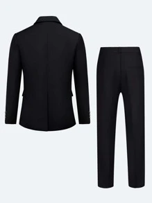 SOLOCOTE Jungen Blazer mit Revers, Klappe Detail, & Anzughose