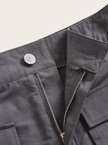 SHEIN EZwear 夏季女士深灰色迷彩工裝迷你裙