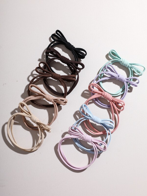 10 pièces Nœud décoratif Élastique à cheveux Mignon Porte-queue de cheval Jour de la Saint-Valentin Élastiques à cheveux Élastiques à cheveux Chouchous Corde à cheveux Élastique à cheveux, Boules de cheveux