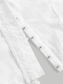 SHEIN MOD Top tank con bordado con ojal bajo hanky - Blanco - Ver 4