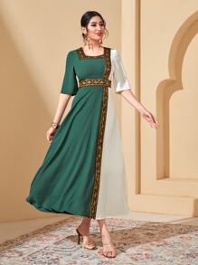 Modelyn Two Tone Contrast Tape Dress - Multicolor - View 2