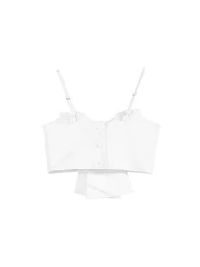 Top de tirantes unicolor con lazo delantero - Blanco - Ver 2