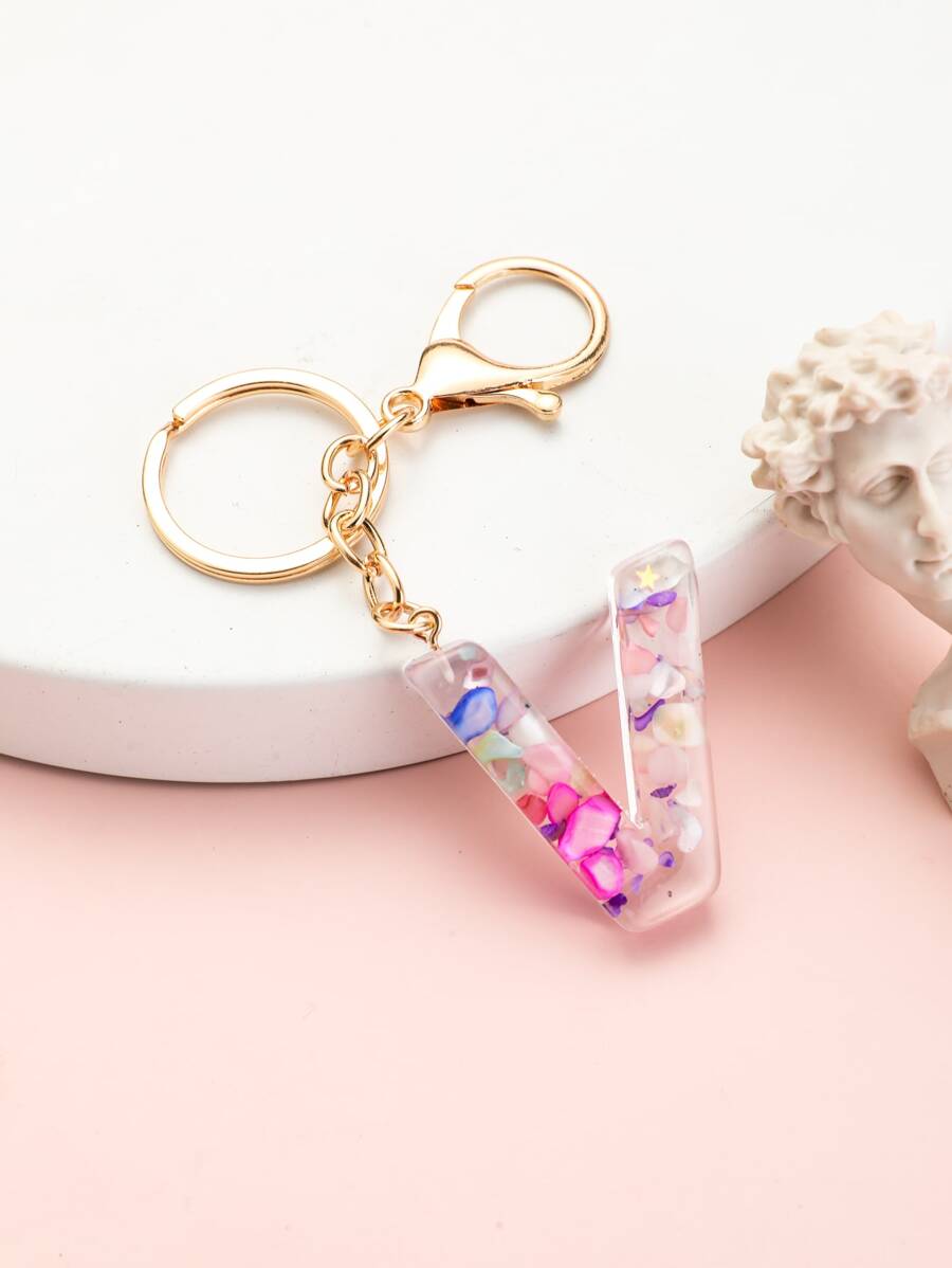 Letter Charm Keychain - Multicolor - View 1