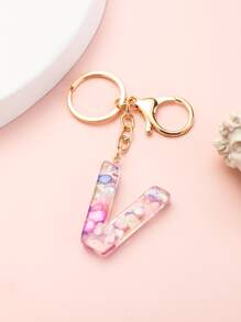 Letter Charm Keychain - Multicolor - View 2