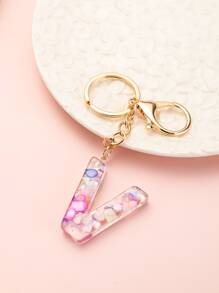 Letter Charm Keychain - Multicolor - View 3