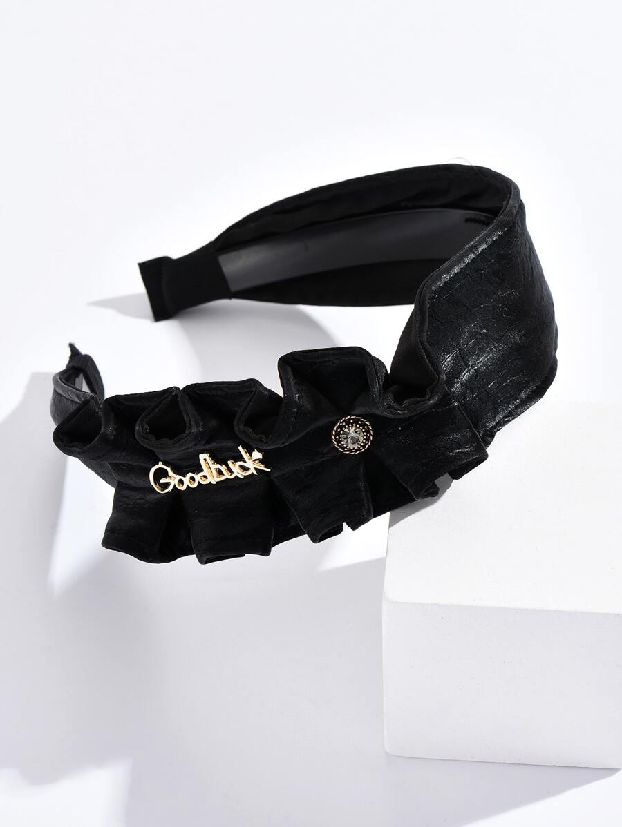 Letter Decor Headband - Black - View 1