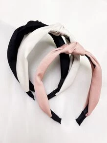 DAZY Set de 3 diademas de tela de unicolor simple para mujer, accesorios de cabello versátiles para uso diario - Multicolor - Ver 4