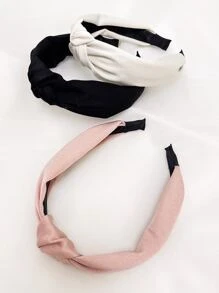DAZY Set de 3 diademas de tela de unicolor simple para mujer, accesorios de cabello versátiles para uso diario - Multicolor - Ver 5