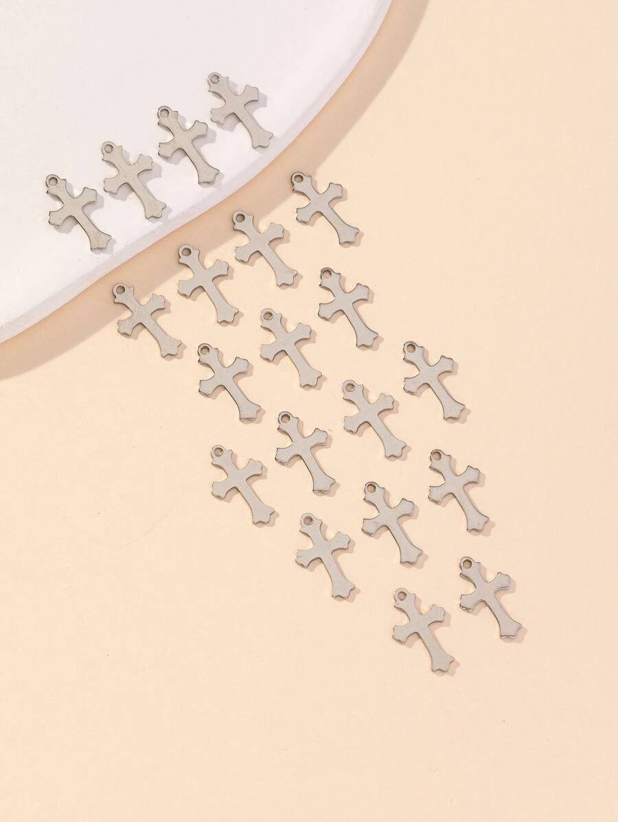 20pcs/set Stainless Steel Cross DIY Pendant - Silver - View 1