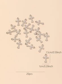 20pcs/set Stainless Steel Cross DIY Pendant - Silver - View 3