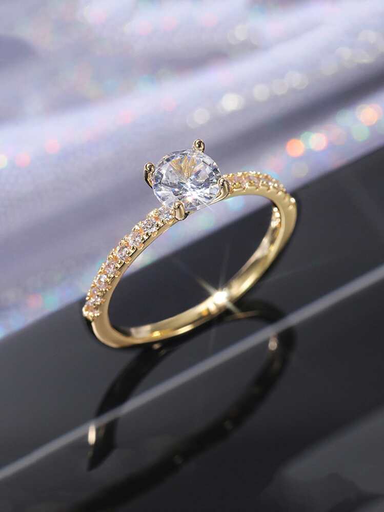 Nhẫn Trang Trí Đá Cubic Zirconia - Vàng - Xem 1